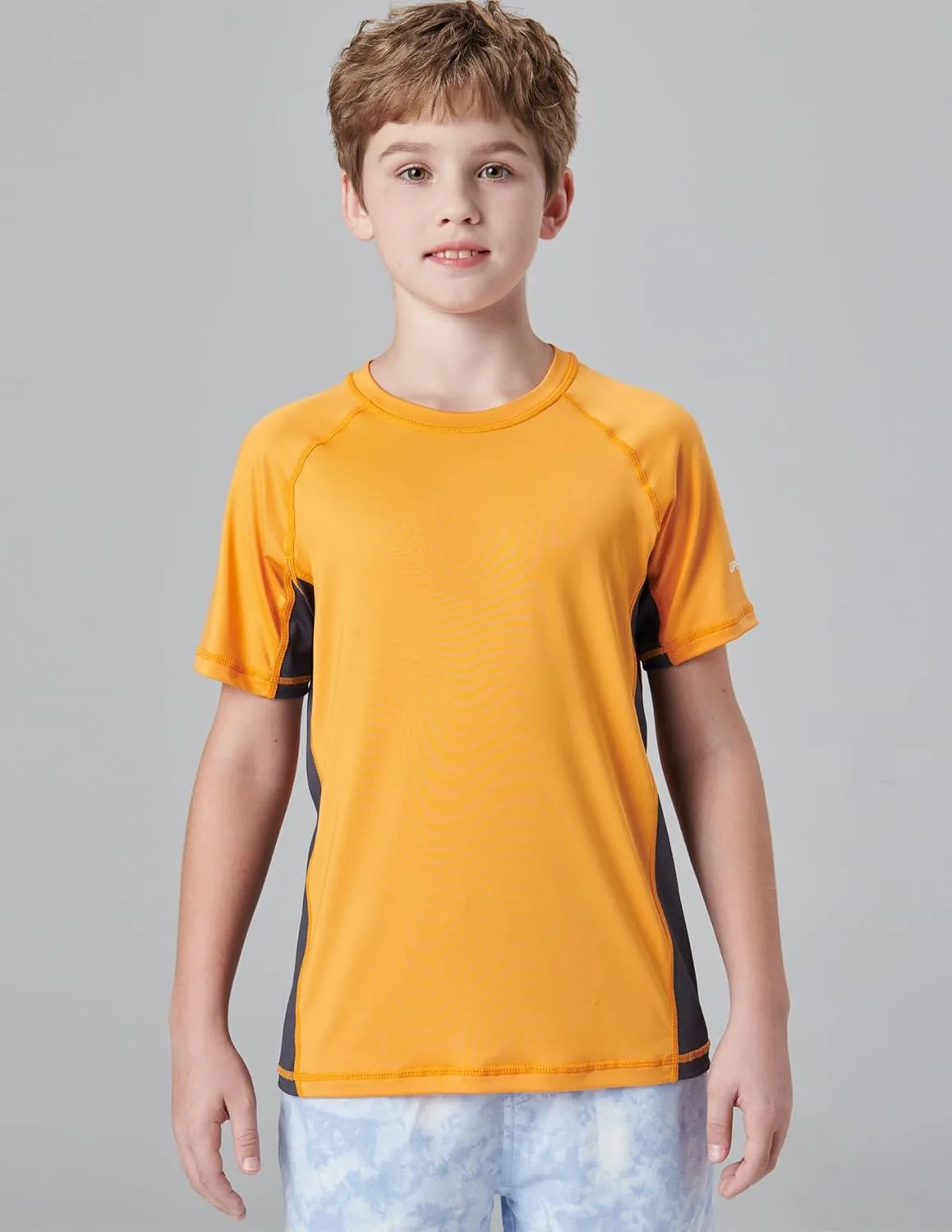 3 Pack Boys' UPF 50  Rash Guard Short Sleeve Swim Shirts, Quick Dry UV Protection Swimwear for Kids