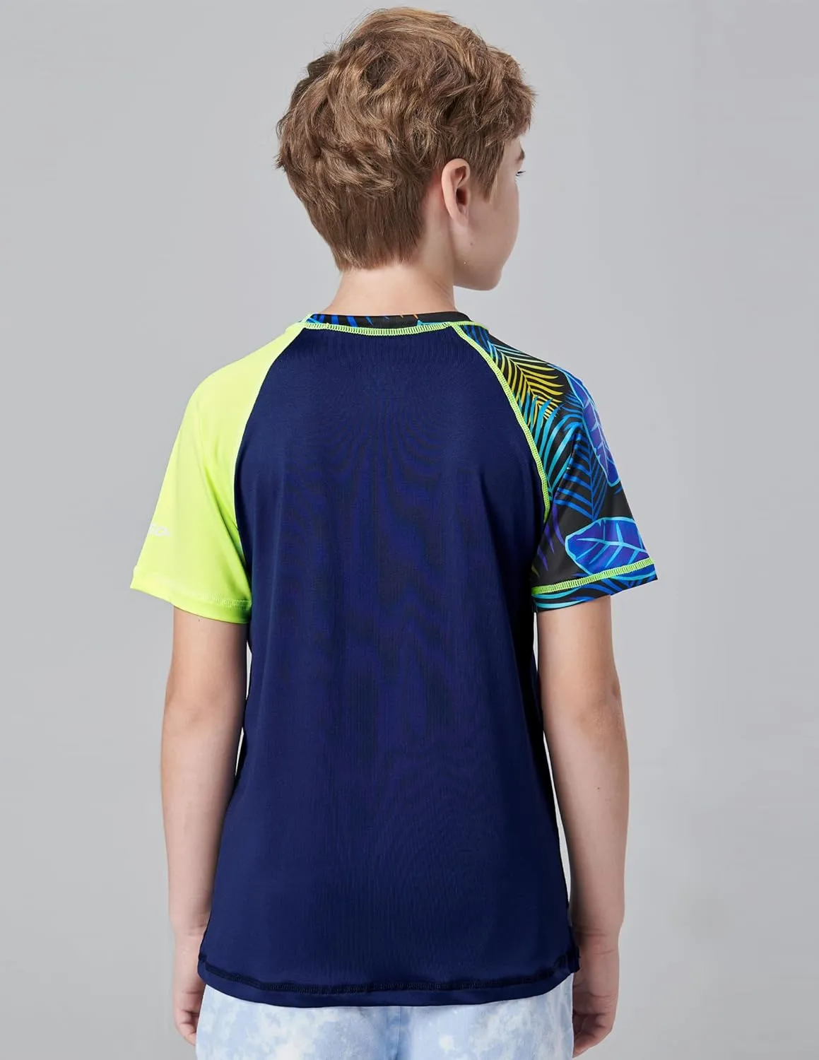 3 Pack Boys' UPF 50  Rash Guard Short Sleeve Swim Shirts, Quick Dry UV Protection Swimwear for Kids