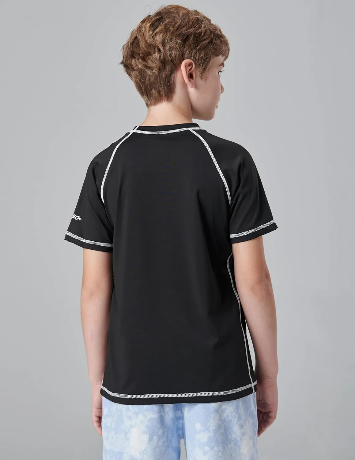 3 Pack Boys' UPF 50  Rash Guard Short Sleeve Swim Shirts, Quick Dry UV Protection Swimwear for Kids