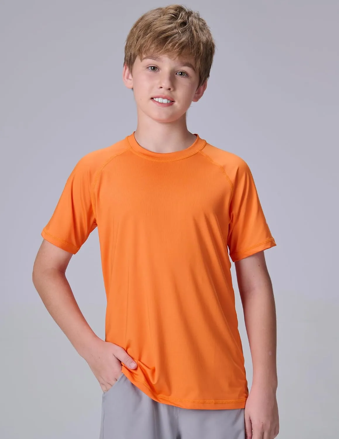 3 Pack Boys' UPF 50  Rash Guard Short Sleeve Swim Shirts, Quick Dry UV Protection Swimwear for Kids