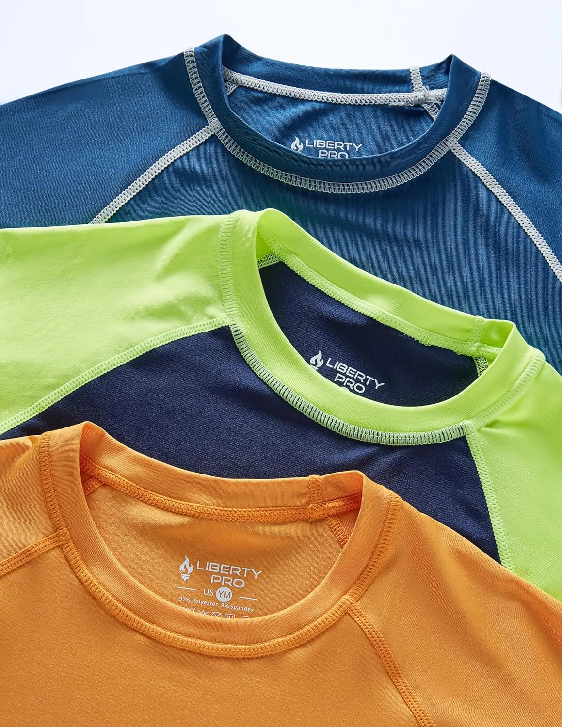 3 Pack Boys' UPF 50  Rash Guard Short Sleeve Swim Shirts, Quick Dry UV Protection Swimwear for Kids