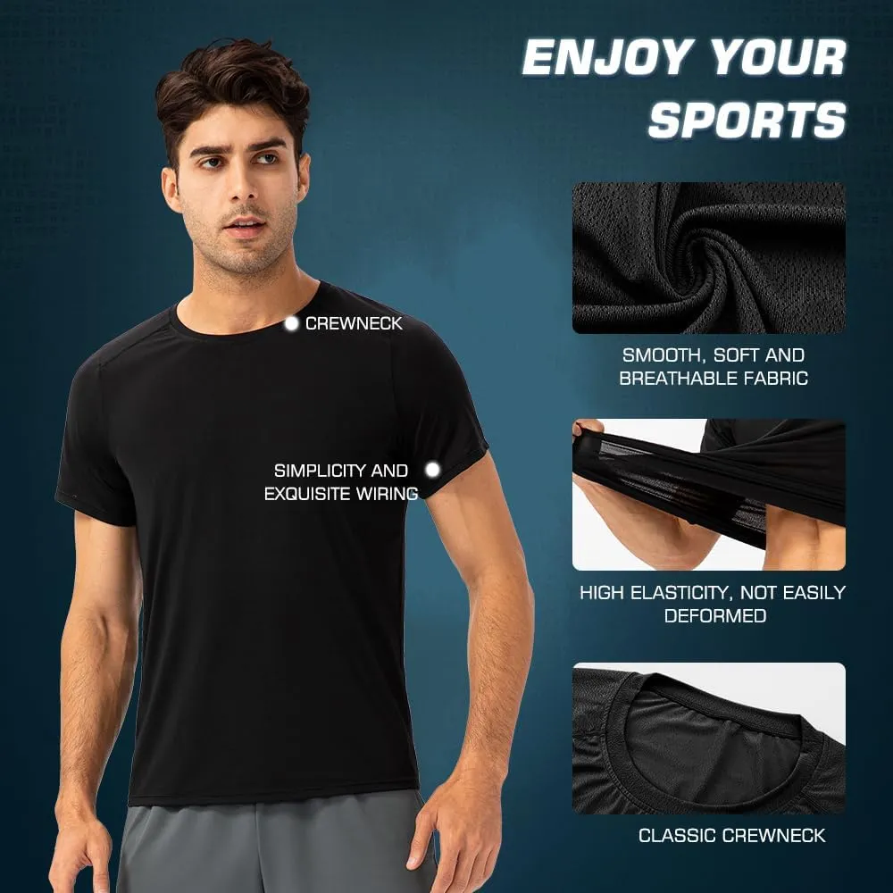 3 Pack Men Gym Tops for Men Running Shirts Men Quick Dry Sport Training Short Sleeve Tops Breathable Athletic Workout T Shirt