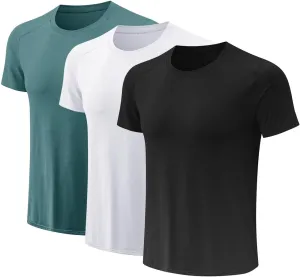 3 Pack Men Gym Tops for Men Running Shirts Men Quick Dry Sport Training Short Sleeve Tops Breathable Athletic Workout T Shirt