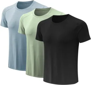 3 Pack Men Gym Tops for Men Running Shirts Men Quick Dry Sport Training Short Sleeve Tops Breathable Athletic Workout T Shirt