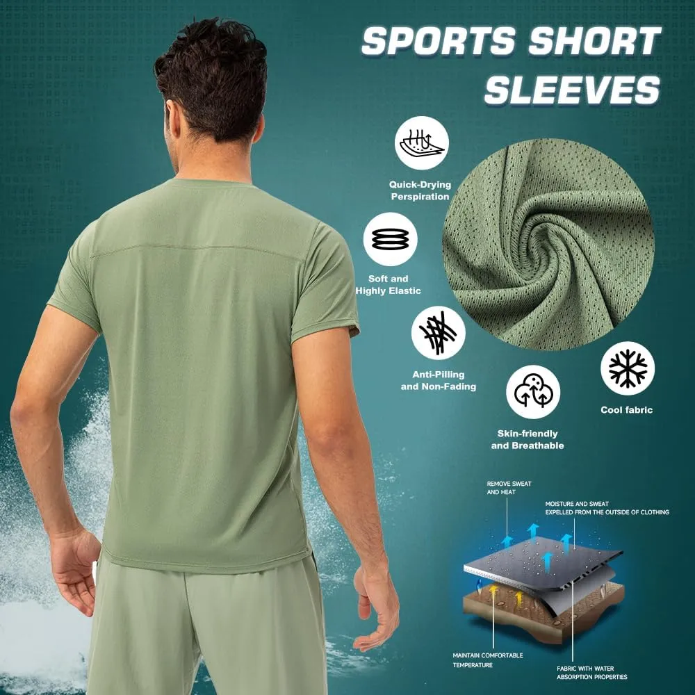 3 Pack Men Gym Tops for Men Running Shirts Men Quick Dry Sport Training Short Sleeve Tops Breathable Athletic Workout T Shirt