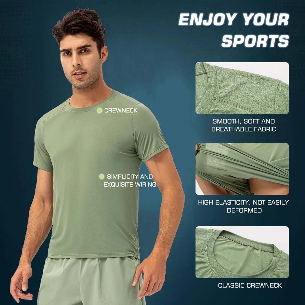 3 Pack Men Gym Tops for Men Running Shirts Men Quick Dry Sport Training Short Sleeve Tops Breathable Athletic Workout T Shirt