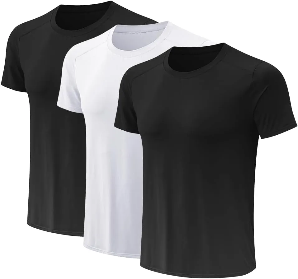 3 Pack Men Gym Tops for Men Running Shirts Men Quick Dry Sport Training Short Sleeve Tops Breathable Athletic Workout T Shirt