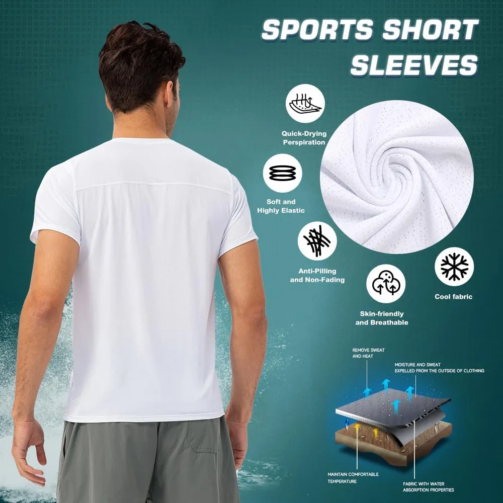 3 Pack Men Gym Tops for Men Running Shirts Men Quick Dry Sport Training Short Sleeve Tops Breathable Athletic Workout T Shirt