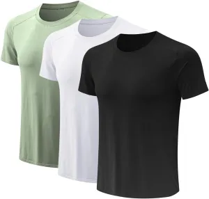 3 Pack Men Gym Tops for Men Running Shirts Men Quick Dry Sport Training Short Sleeve Tops Breathable Athletic Workout T Shirt
