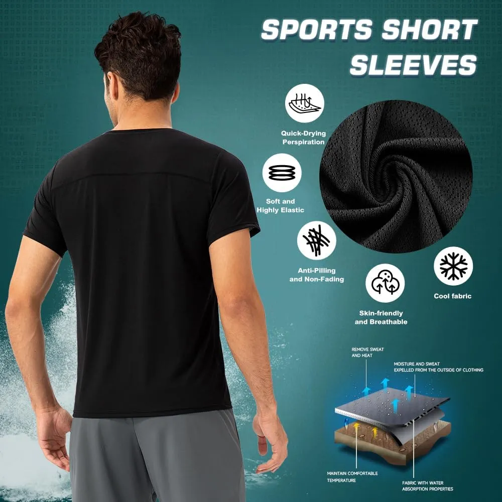 3 Pack Men Gym Tops for Men Running Shirts Men Quick Dry Sport Training Short Sleeve Tops Breathable Athletic Workout T Shirt