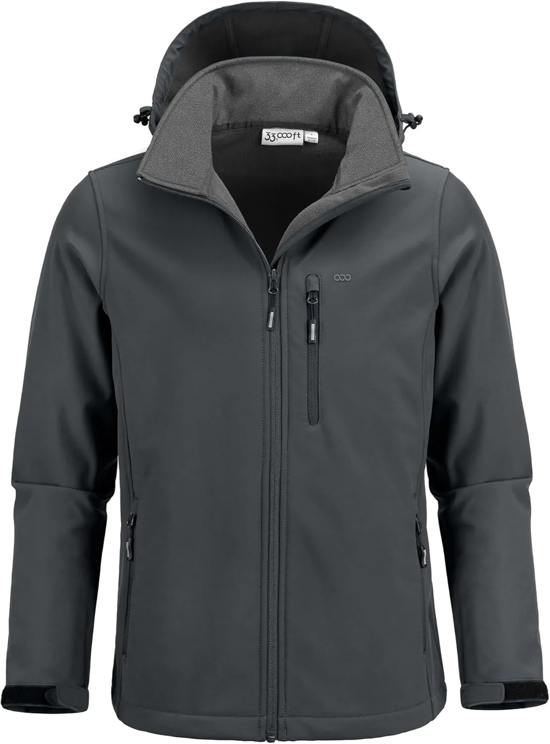 33,000ft Men's Softshell Jacket with Hood Fleece Lined Windbreaker Lightweight Waterproof Jackets for Hiking