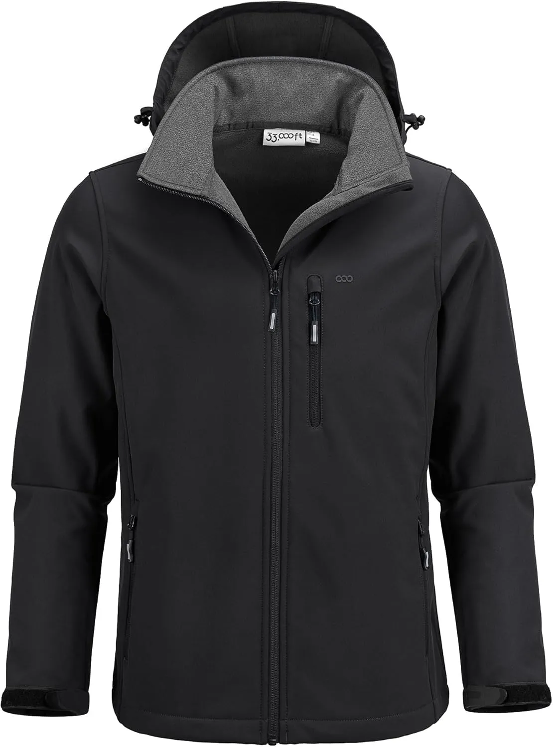 33,000ft Men's Softshell Jacket with Hood Fleece Lined Windbreaker Lightweight Waterproof Jackets for Hiking