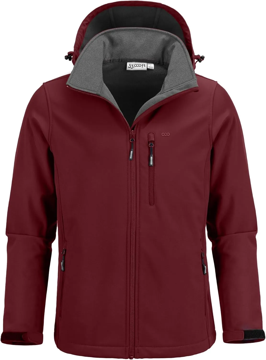 33,000ft Men's Softshell Jacket with Hood Fleece Lined Windbreaker Lightweight Waterproof Jackets for Hiking