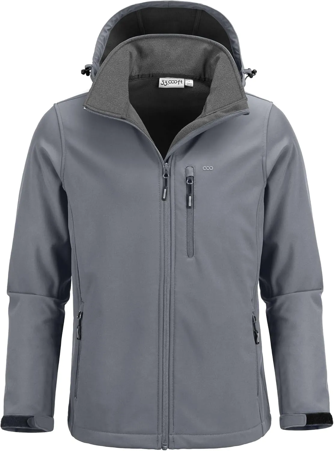 33,000ft Men's Softshell Jacket with Hood Fleece Lined Windbreaker Lightweight Waterproof Jackets for Hiking