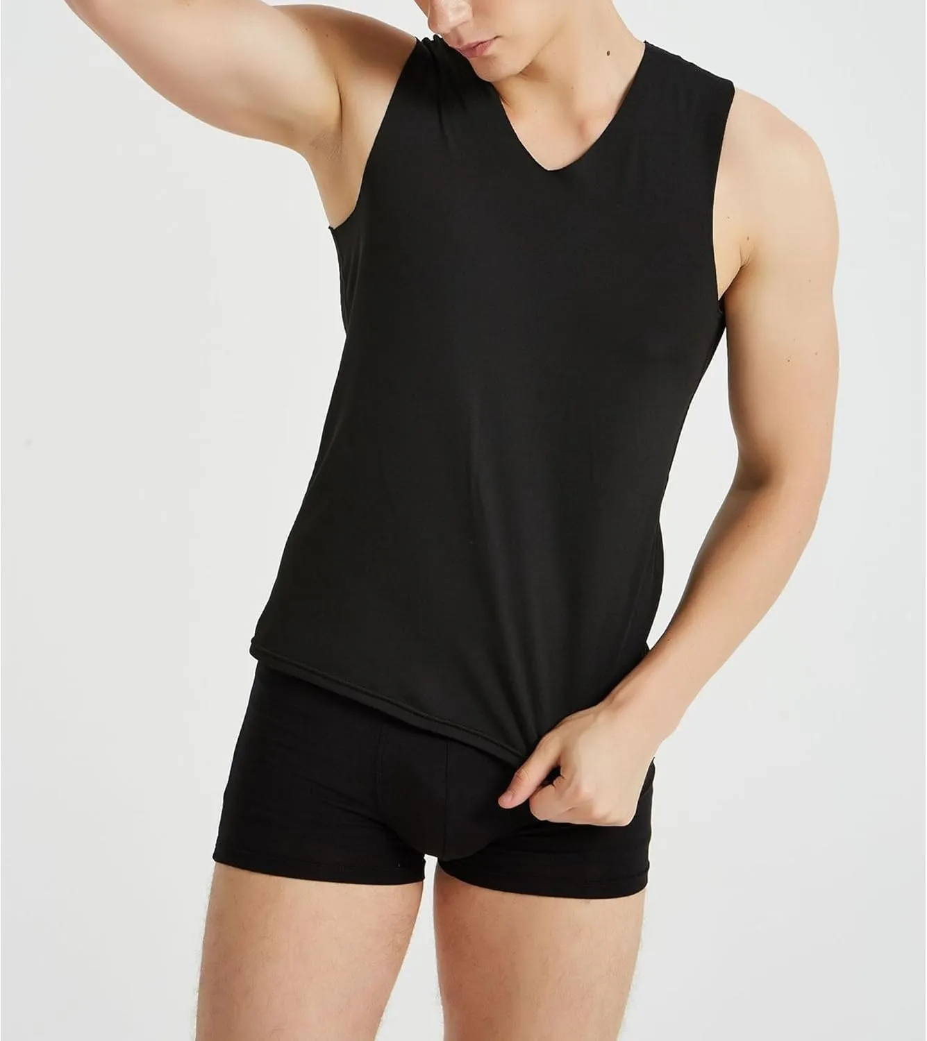 6 Pack Men's Workout Tank Tops V-Neck Sleeveless Athletic T-Shirts Lightweight Breathable Running Tops Undershirts