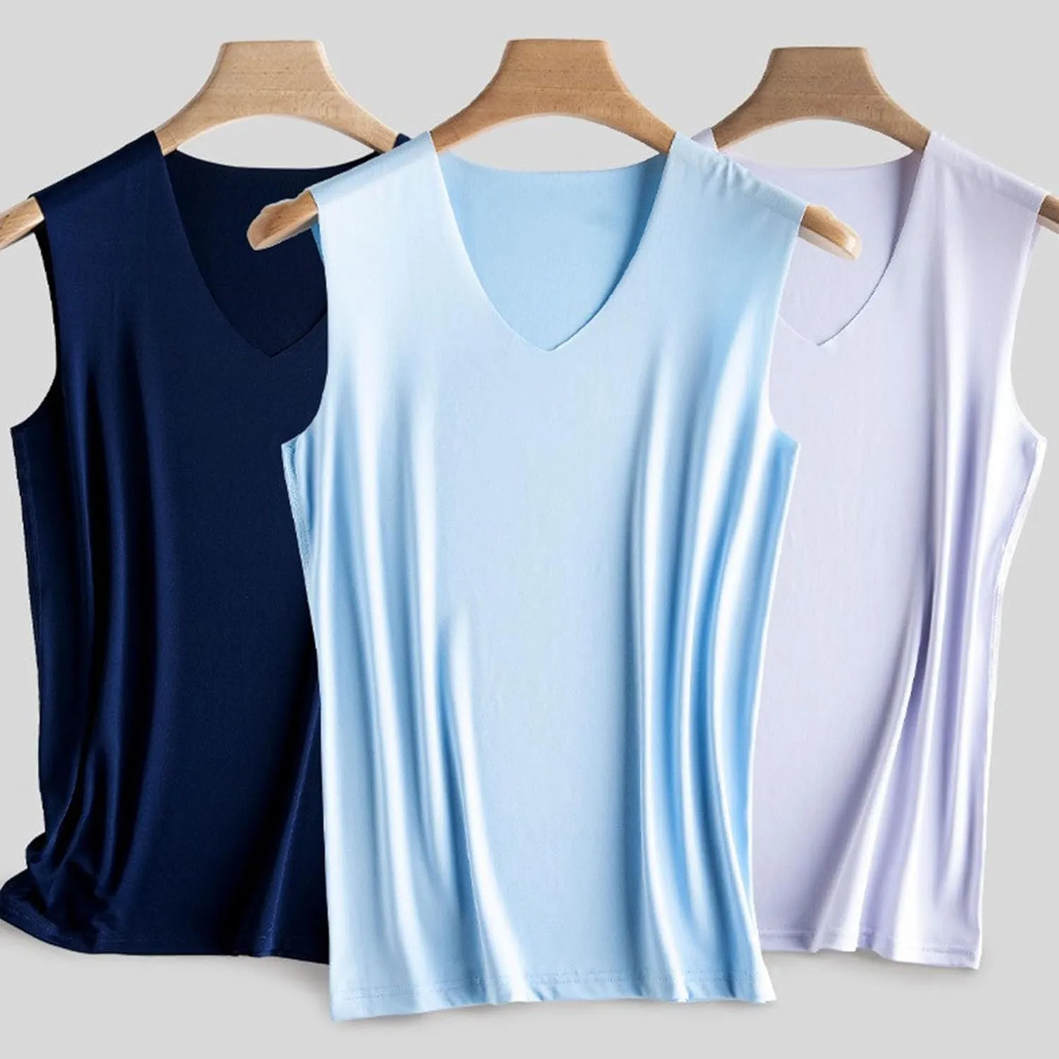 6 Pack Men's Workout Tank Tops V-Neck Sleeveless Athletic T-Shirts Lightweight Breathable Running Tops Undershirts
