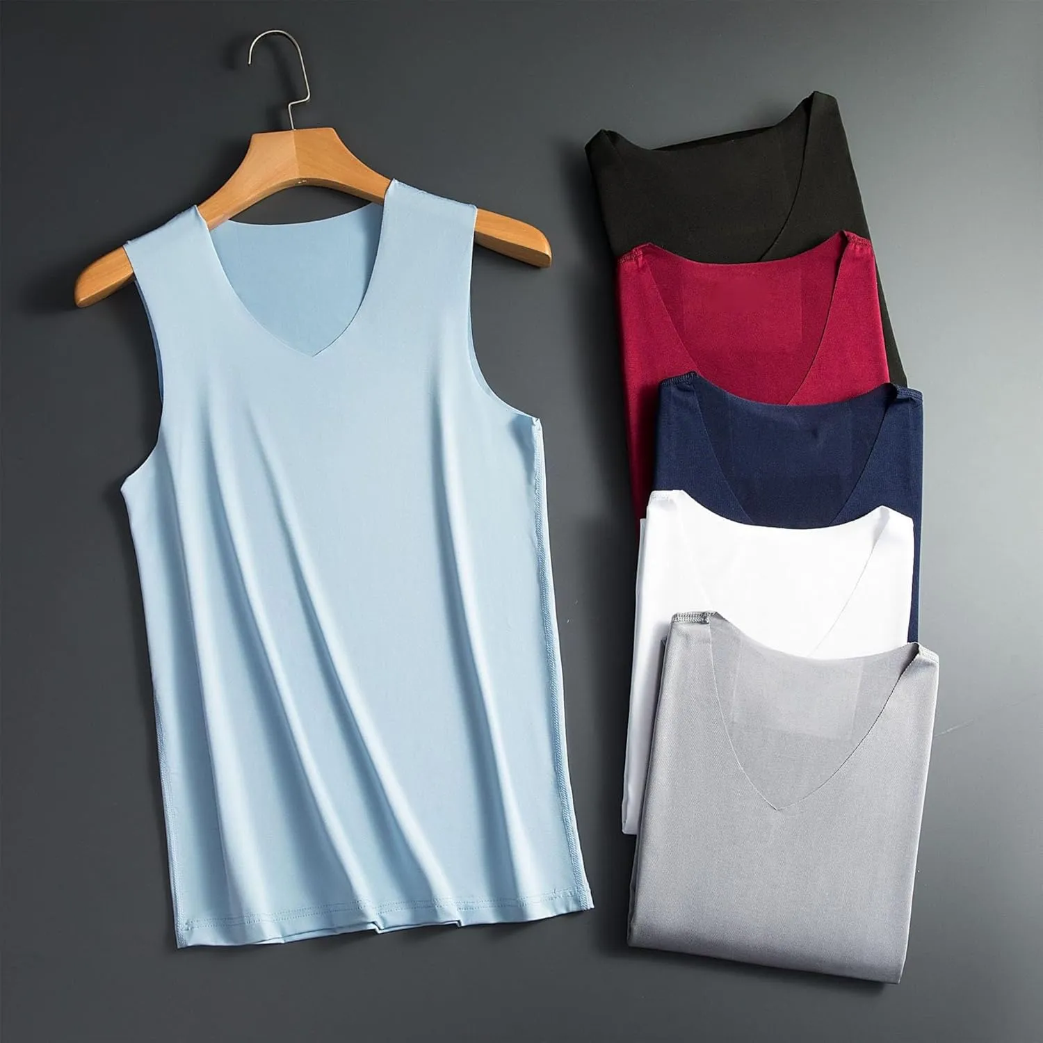 6 Pack Men's Workout Tank Tops V-Neck Sleeveless Athletic T-Shirts Lightweight Breathable Running Tops Undershirts