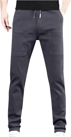 Acegents Cargo Pants High Stretch Multi-Pocket Durable Cargo Pants Multipants for Men Plus Size Solid Color Long Pants