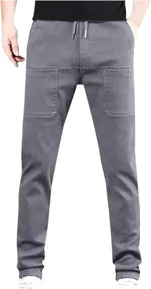 Acegents Cargo Pants High Stretch Multi-Pocket Durable Cargo Pants Multipants for Men Plus Size Solid Color Long Pants
