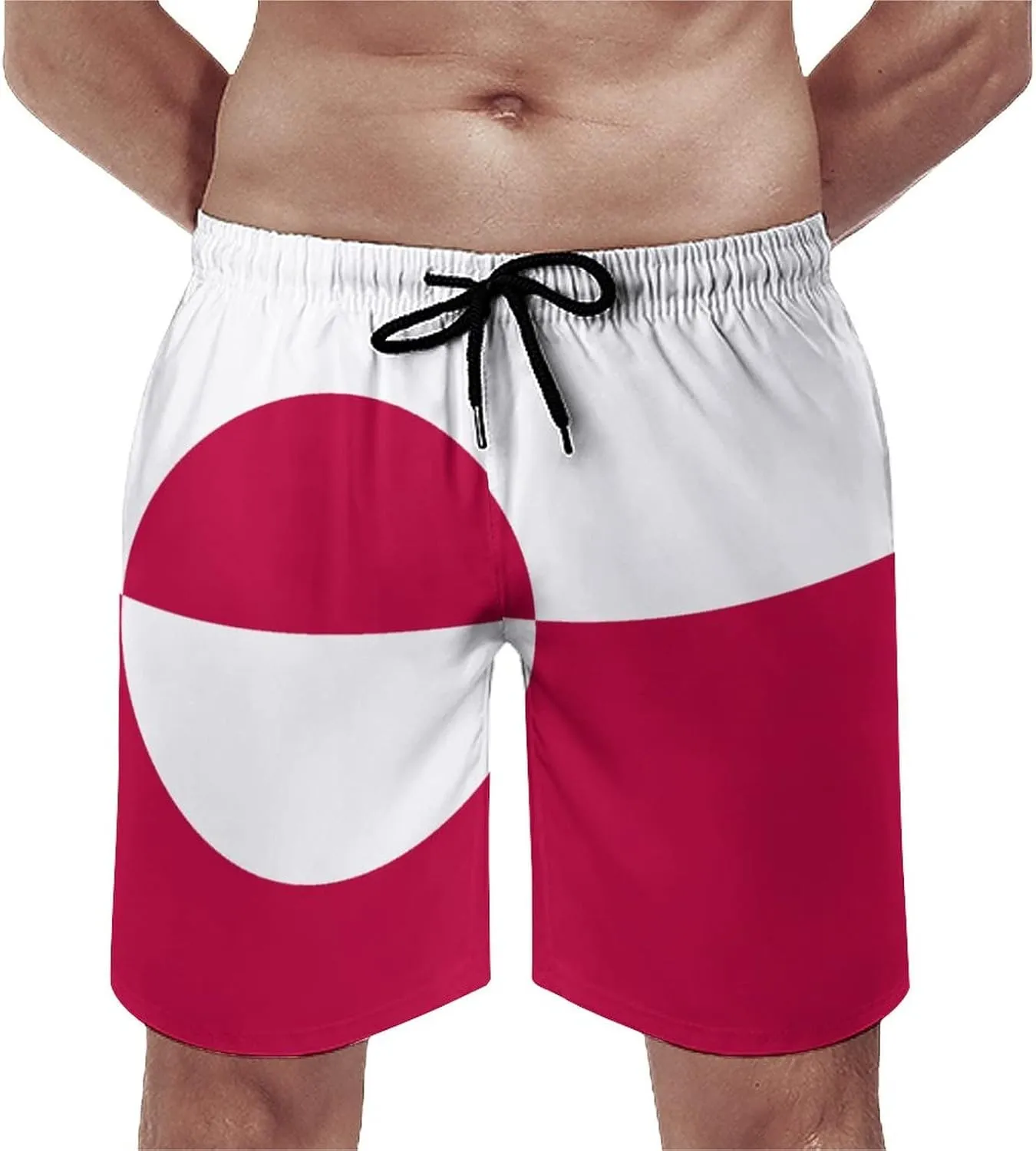 Adugen Origei Greenland Flag Quick Dry Swimming Shorts Surf Men's Quick Dry Beach Swim Trunk XL