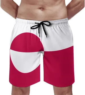 Adugen Origei Greenland Flag Quick Dry Swimming Shorts Surf Men's Quick Dry Beach Swim Trunk XL
