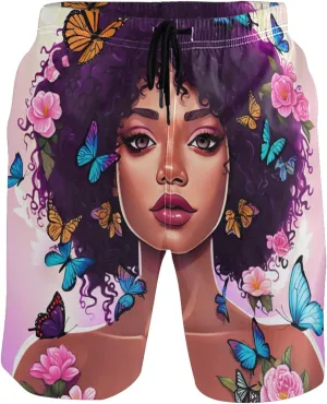 African American Woman Cute Swim Trunks Men Quick Dry Bathing Shorts Surf Mens Swimming Shorts S