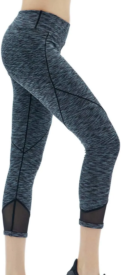 Akaeys Mesh Hip Push Up Capri Legging for Women High Waist Workout Running Gym Leggings