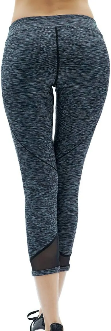 Akaeys Mesh Hip Push Up Capri Legging for Women High Waist Workout Running Gym Leggings