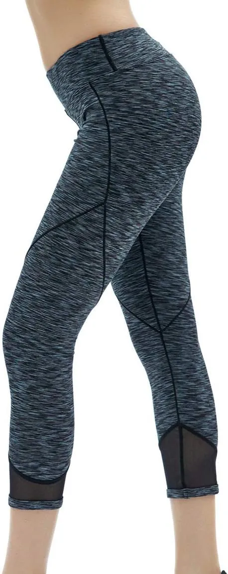 Akaeys Mesh Hip Push Up Capri Legging for Women High Waist Workout Running Gym Leggings