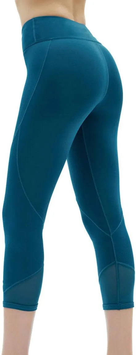 Akaeys Mesh Hip Push Up Capri Legging for Women High Waist Workout Running Gym Leggings