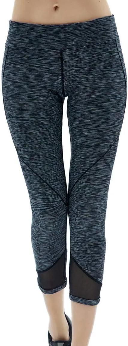 Akaeys Mesh Hip Push Up Capri Legging for Women High Waist Workout Running Gym Leggings