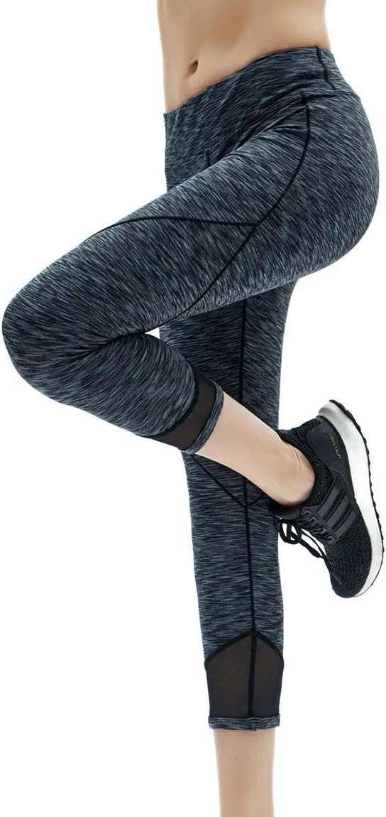 Akaeys Mesh Hip Push Up Capri Legging for Women High Waist Workout Running Gym Leggings