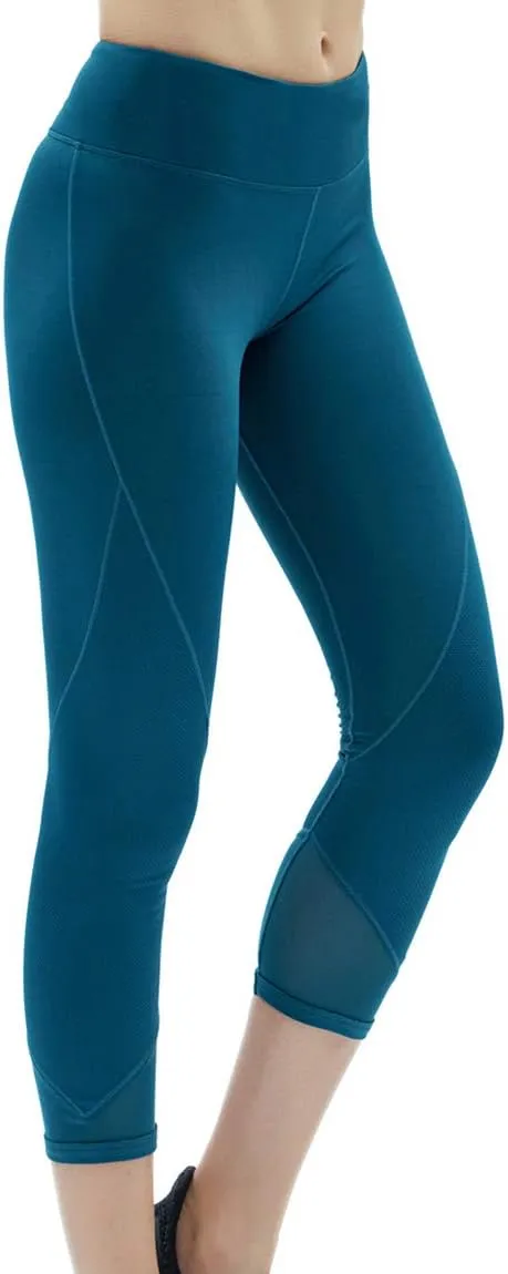Akaeys Mesh Hip Push Up Capri Legging for Women High Waist Workout Running Gym Leggings
