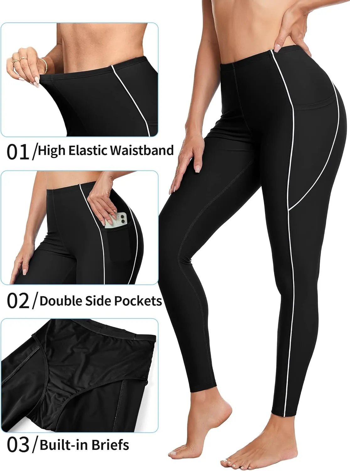 ATTRACO High Waisted Swim Pants - Women's Swim Leggings