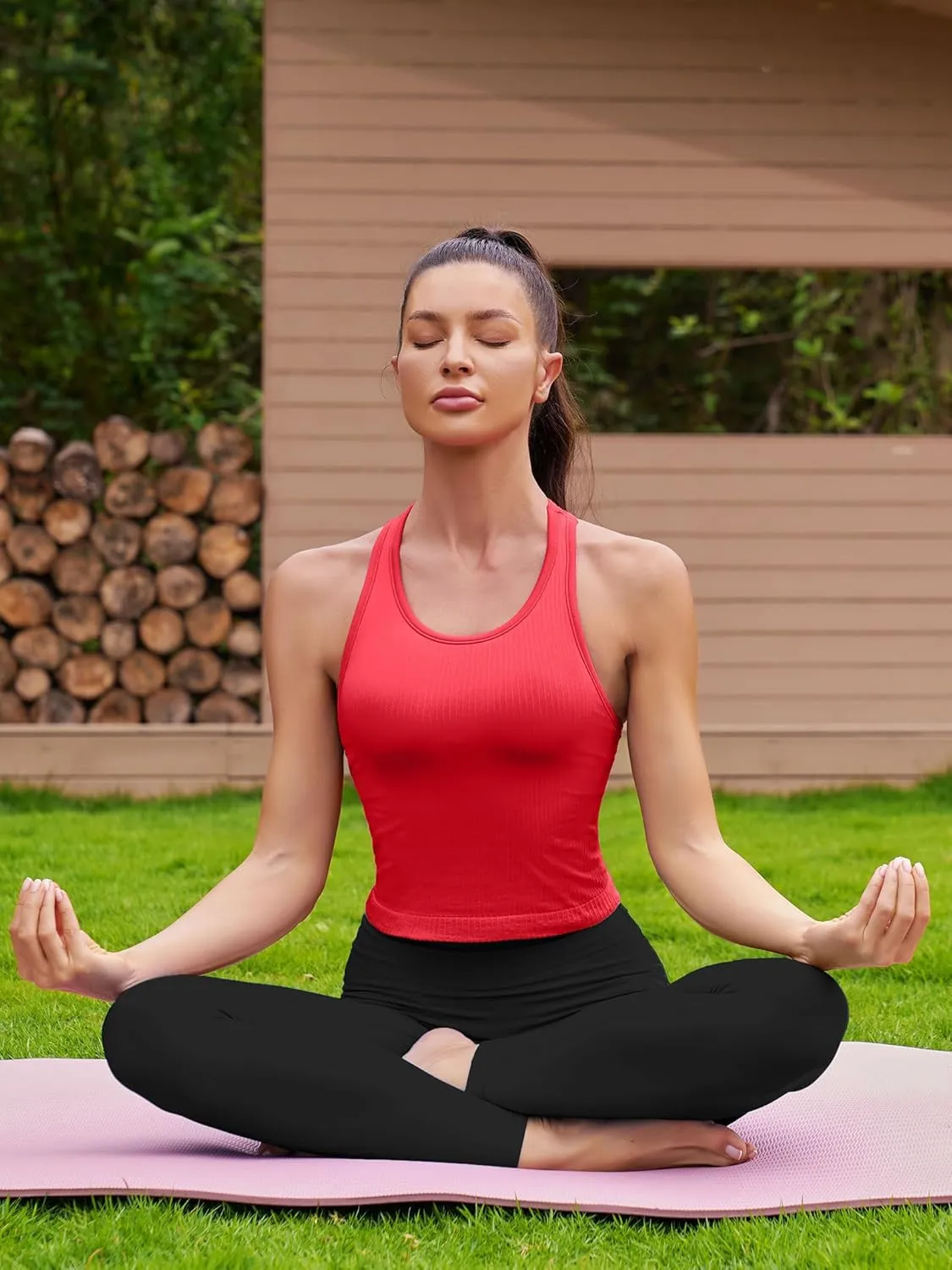 ATTRACO Workout Tank Tops for Women with Built in Bra Ribbed Seamless Yoga Tanks Tight Fit