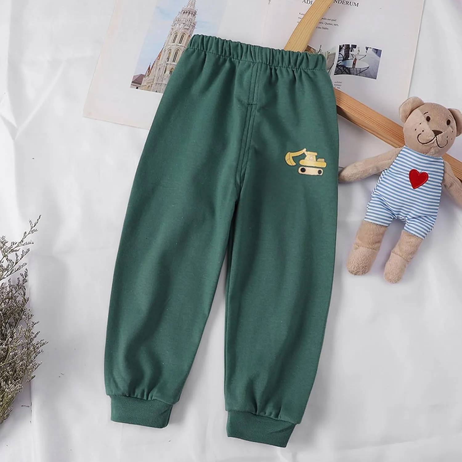 Baby Boy's Pants, Toddler Cotton Pull on Jogger, Kids Cute 𝗖artoon Elastic Waist Sweatpants Unisex Sports Pants