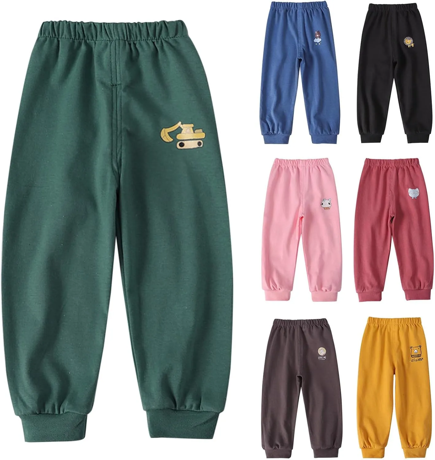 Baby Boy's Pants, Toddler Cotton Pull on Jogger, Kids Cute 𝗖artoon Elastic Waist Sweatpants Unisex Sports Pants