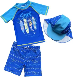 Baby Toddler Boys Two Pieces Swimsuit Set Swimwear Dinosaur Bathing Suit Rash Guards with Hat UPF 50 