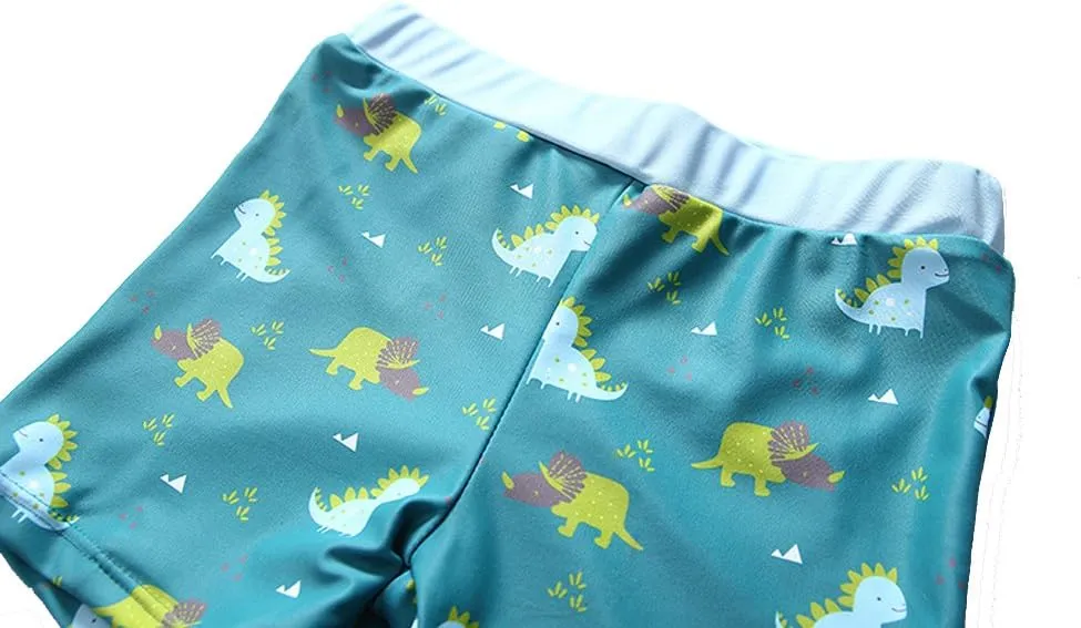 Baby Toddler Boys Two Pieces Swimsuit Set Swimwear Dinosaur Bathing Suit Rash Guards with Hat UPF 50 