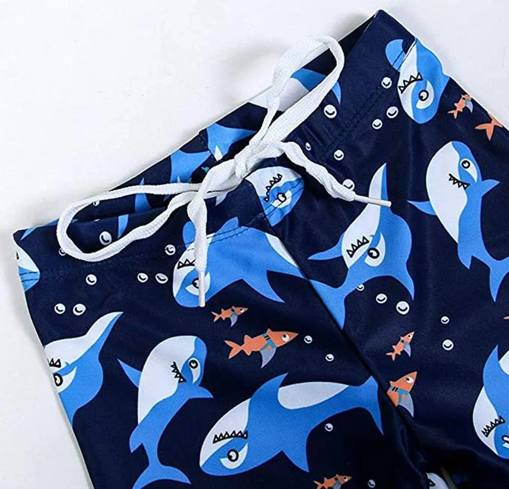 Baby Toddler Boys Two Pieces Swimsuit Set Swimwear Dinosaur Bathing Suit Rash Guards with Hat UPF 50 