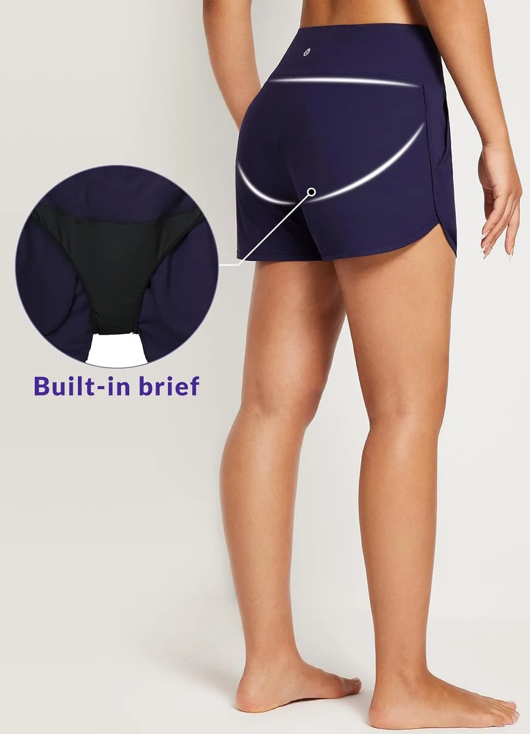 baleaf Women's 3"/5" High Waisted Swim Board Shorts Quick Dry Swimsuits Bottoms Trunks with Pockets