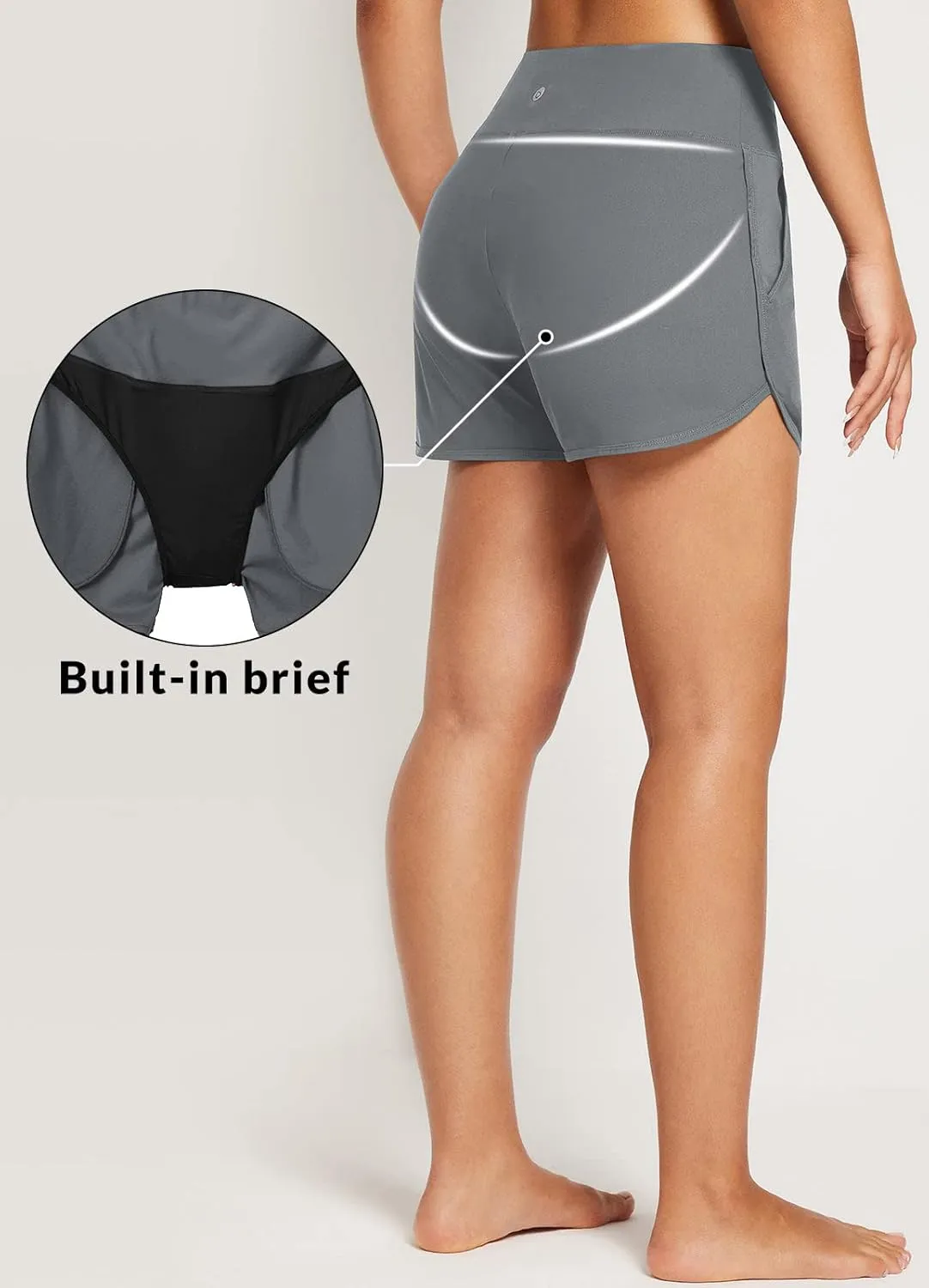baleaf Women's 3"/5" High Waisted Swim Board Shorts Quick Dry Swimsuits Bottoms Trunks with Pockets