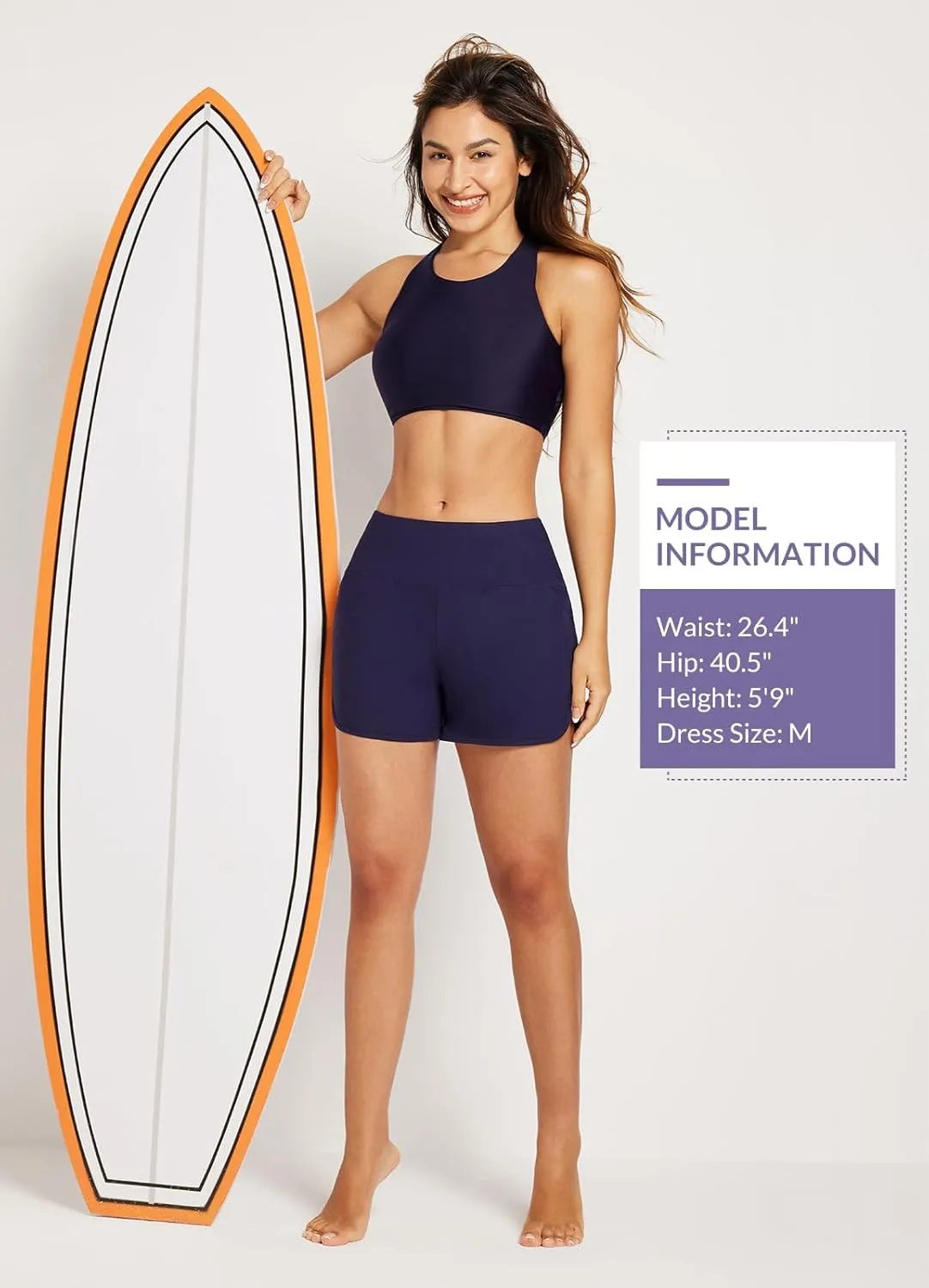 baleaf Women's 3"/5" High Waisted Swim Board Shorts Quick Dry Swimsuits Bottoms Trunks with Pockets