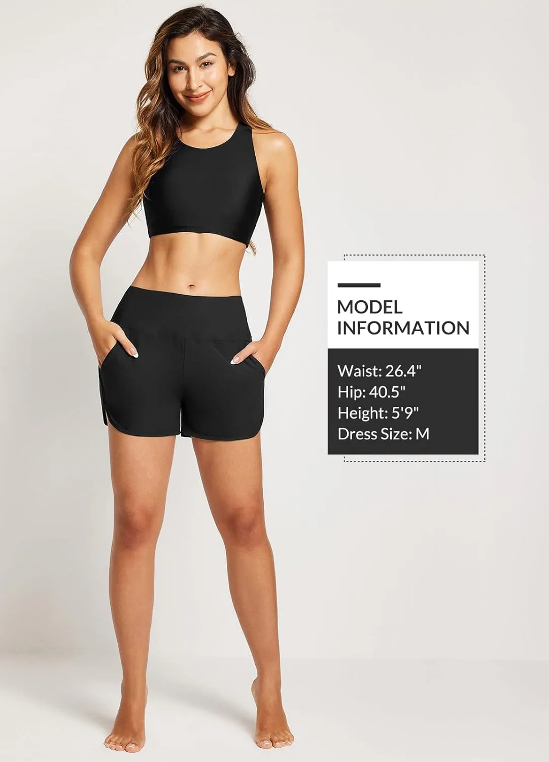 baleaf Women's 3"/5" High Waisted Swim Board Shorts Quick Dry Swimsuits Bottoms Trunks with Pockets