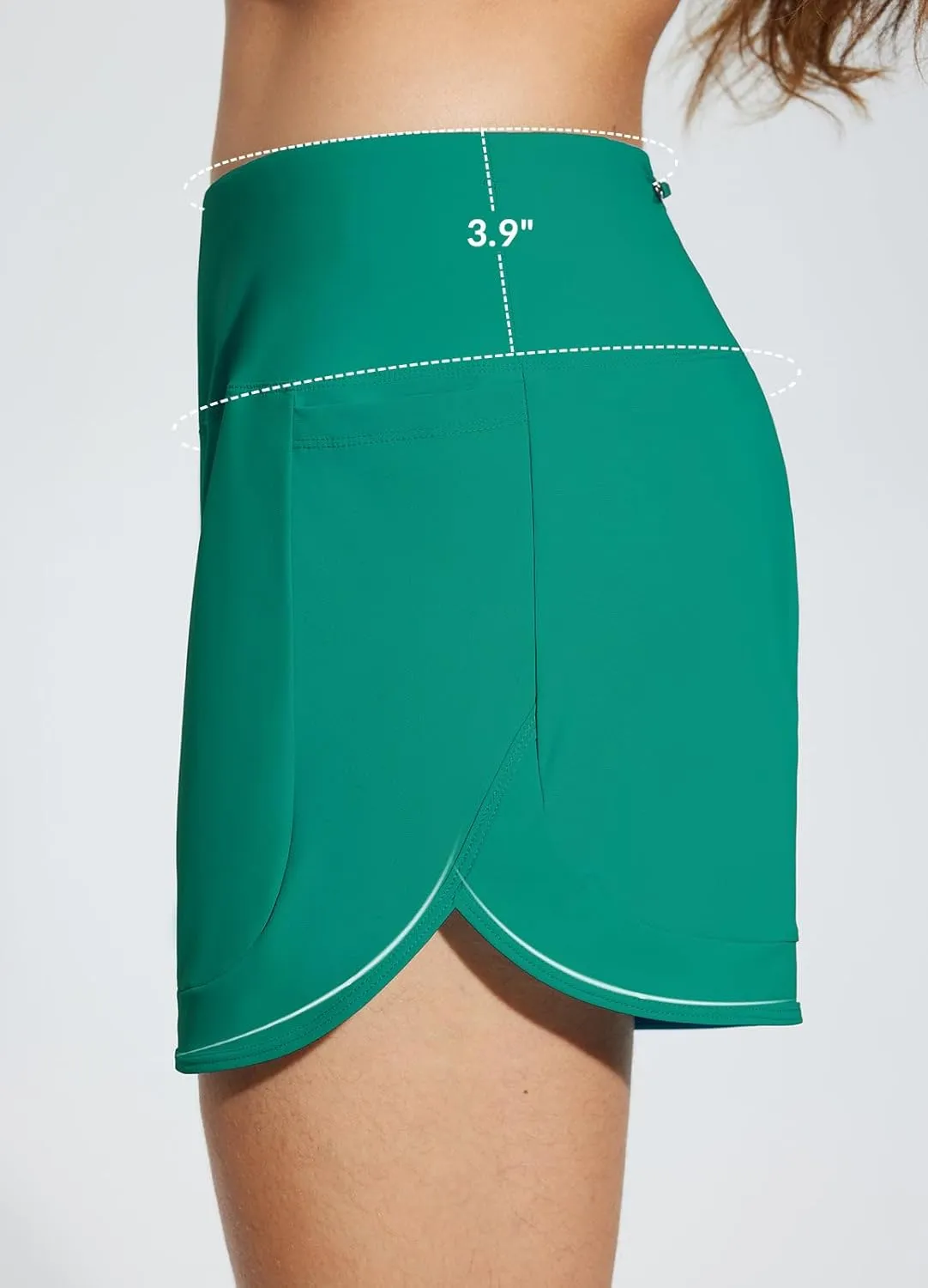 baleaf Women's 4" High Waisted Swim Shorts Quick Dry Board Shorts UPF50  Swimsuit with Liner and Pockets