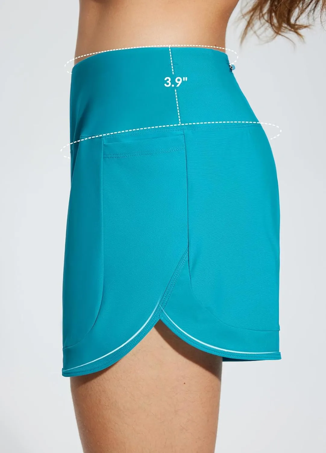 baleaf Women's 4" High Waisted Swim Shorts Quick Dry Board Shorts UPF50  Swimsuit with Liner and Pockets