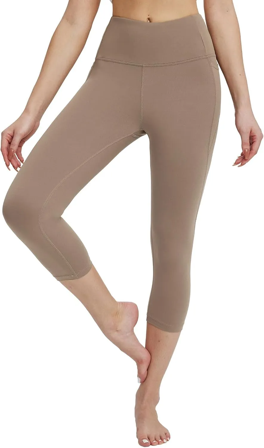 baleaf Women's Capri Leggings with Pockets High Waisted Workout Yoga Running Gym Pants for Casual Summer