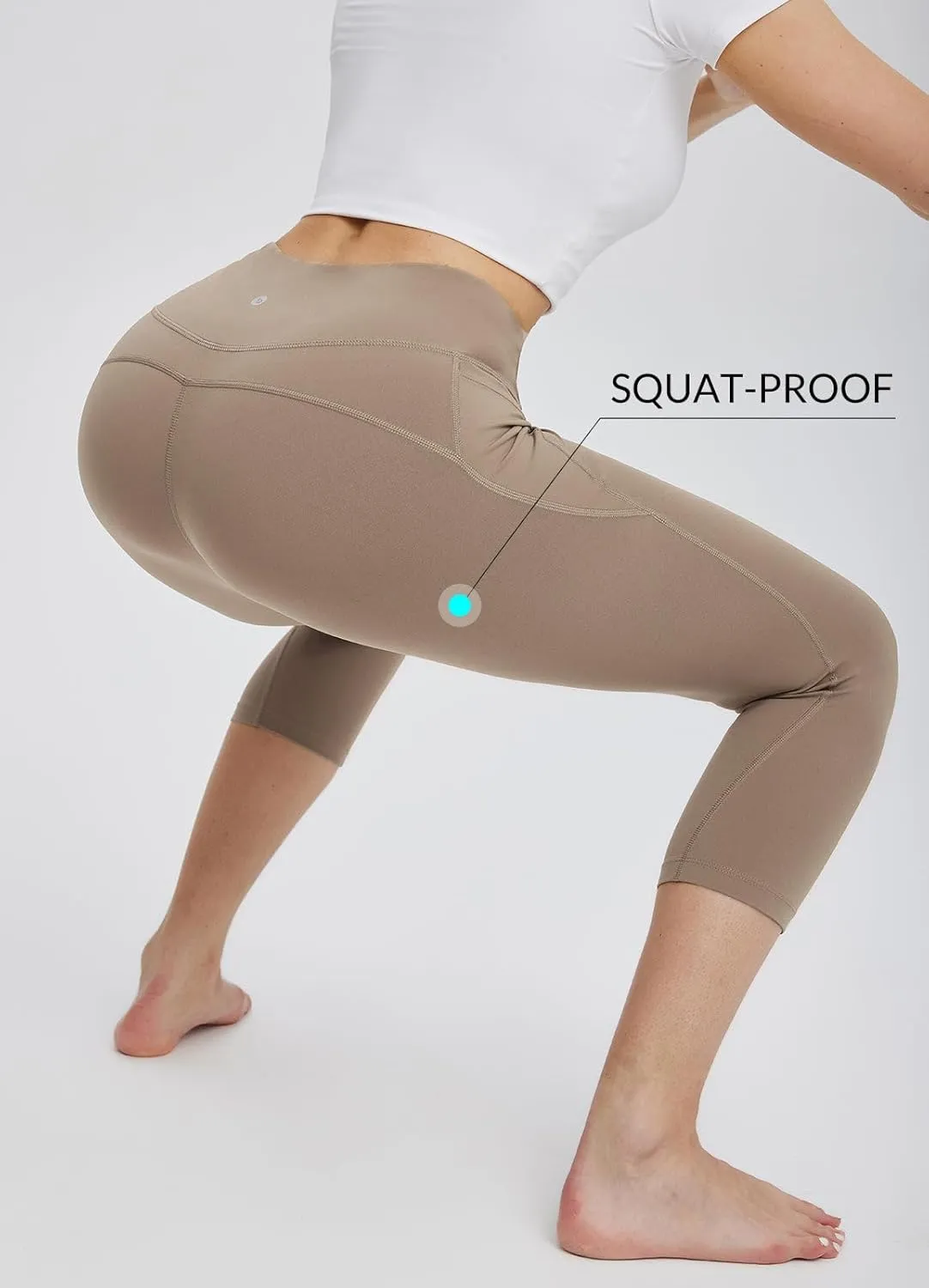 baleaf Women's Capri Leggings with Pockets High Waisted Workout Yoga Running Gym Pants for Casual Summer