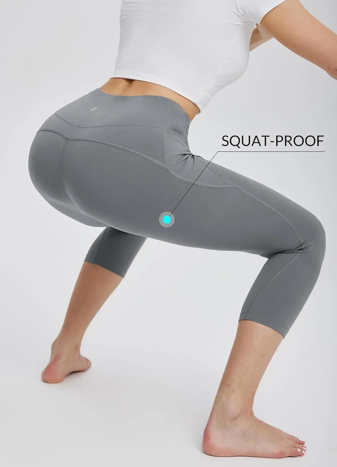 baleaf Women's Capri Leggings with Pockets High Waisted Workout Yoga Running Gym Pants for Casual Summer