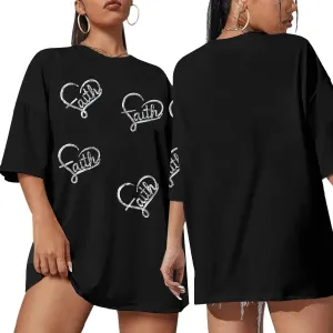 BANGELY Faith Over Fear Shirt Women Graphic Shirts Oversized Workout Gym Christian Religious Tees Drop Shoulder Tee Tops